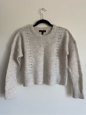 Banana Republic Cropped Cream Knit Crewneck Sweater